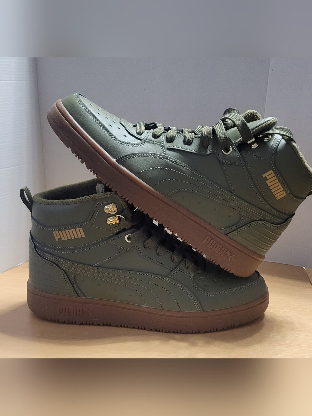 Puma High Top Sneakers - Olive Green Size 10.5